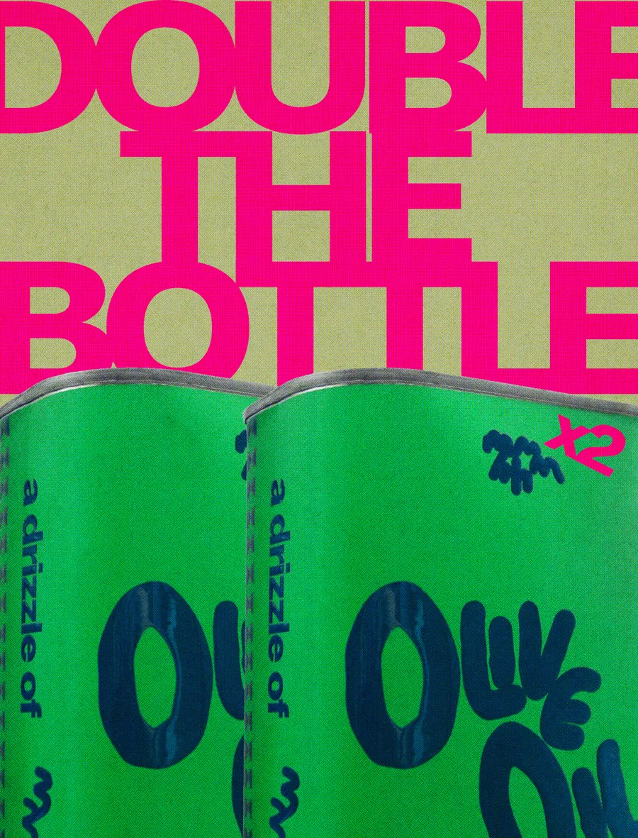 Double the Bottle: two green tins of MMMHH olive oil