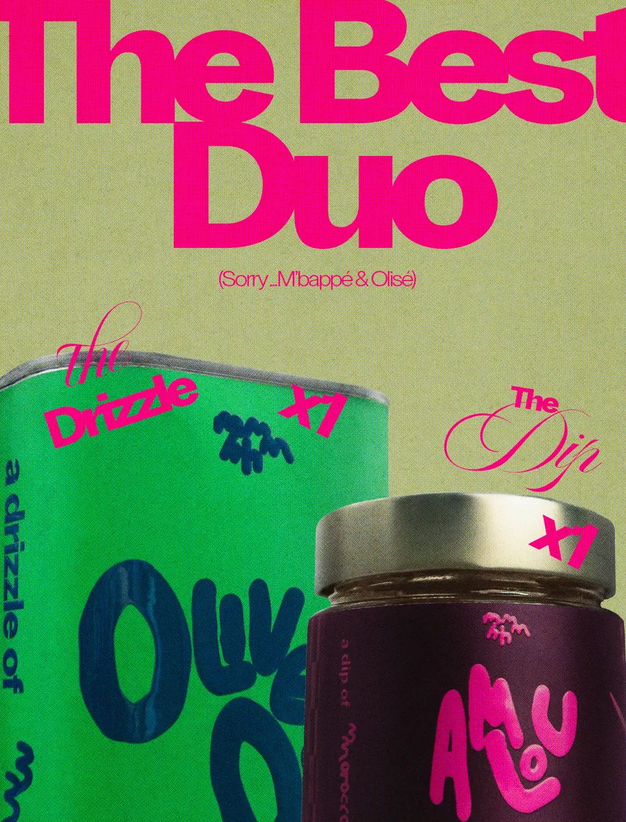The Best Duo: one tin of MMMHH olive oil and one jar of amlou